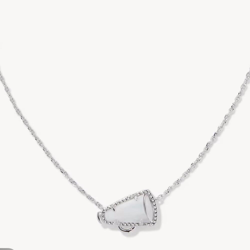 NEW Kendra Scott Cheer Silver Short Pendant Necklace in White Mother-of-Pearl